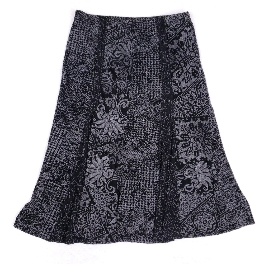 Alexis Avery Skirt A Line Boho Patterned Medium Black Gray Retro Vibes Vamp Goth